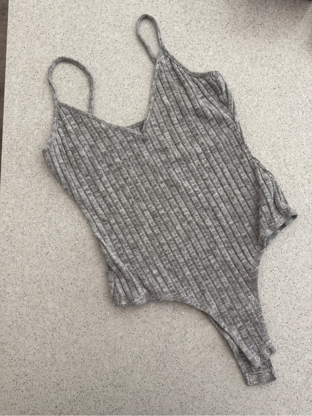 Women’s Medium Ribbed Gray One-Piece Bodysuit - Me to We